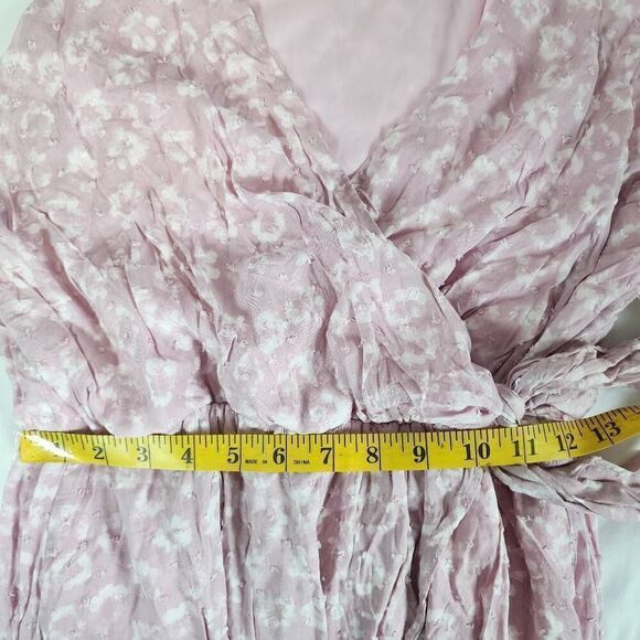 Everly Pink and White Swiss Dot Wrap Dress Size L G18 - Picture 7 of 11